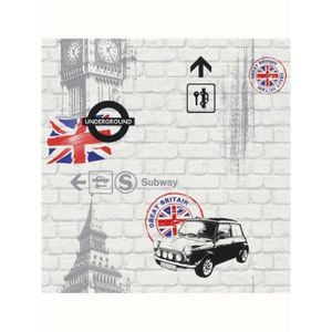 Papier peint LONDON coloris blanc Papier Peint 4 murs  - papier peint londres pas cher