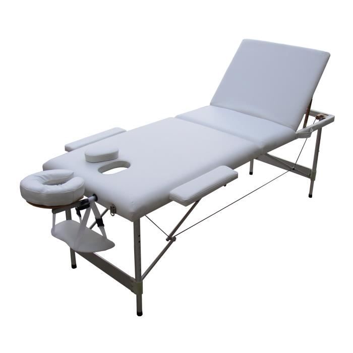 TABLE DE MASSAGE W3W TABLE DE MASSAGE crème PLIANTE PORTABLE ALU
