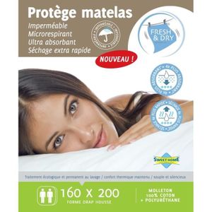 SWEET HOME Prot?ge-matelas Sara Fresh and Dry 160x200 cm blanc