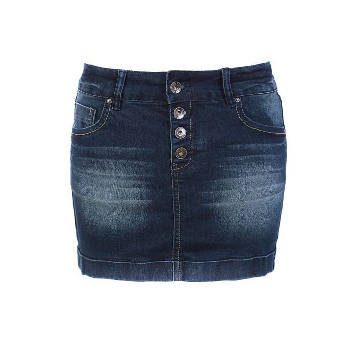 Jupe En Jean Boutonnée Pour Fille - Vertbaudet - Coupe Trapèze, Poches Plaquées, 100% Coton