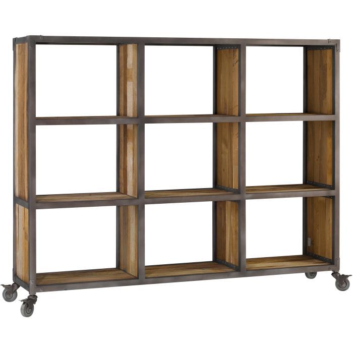 Etagère en teck recyclé et métal 9 cubes 162x35x131 cm