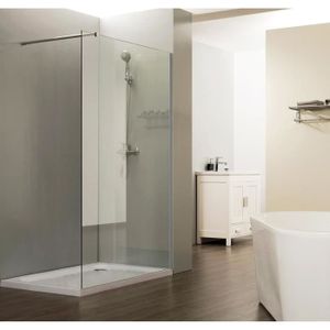 Paroi de douche italienne fixe 8 mm 100 cm avec barre de soutien horizontale