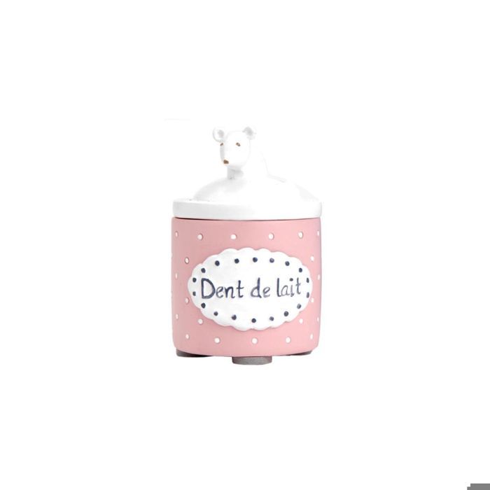 Boîte à Dents De Lait Souris Rose Ulysse - En Bois, Couvercle à Visser