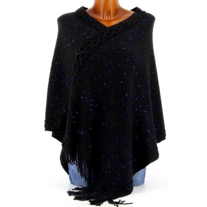 Cape Poncho Tricot Paillettes BENJAMINE Femme Achat / Vente pull