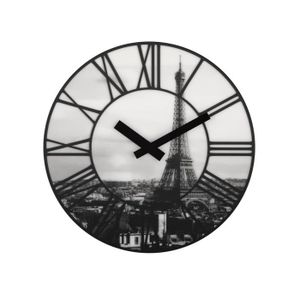 NEXTIME Horloge murale - La Ville In Paris- Plastique Noir / Blanc ? 39cm