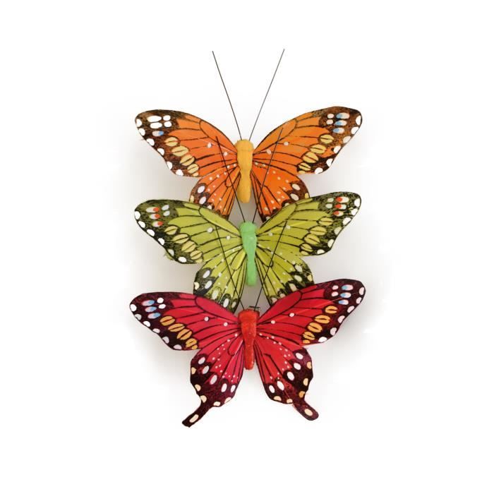 60 Papillons Décoratifs PVC + 6 Oiseaux Simulés - Décoration Jardin Extérieur | Résistants Aux Intempéries Et Colorés