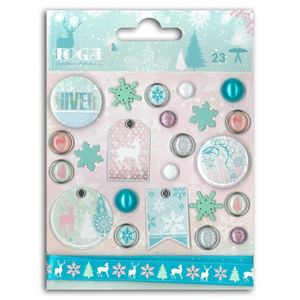 TOGA Lot de 23 embellissements Hiver poudré