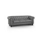  Canapé Chesterfield 3 places Cuir Gris