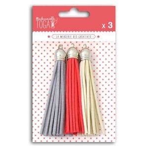MLLE TOGA Lot de 3 pompons suédine 6 cm - été