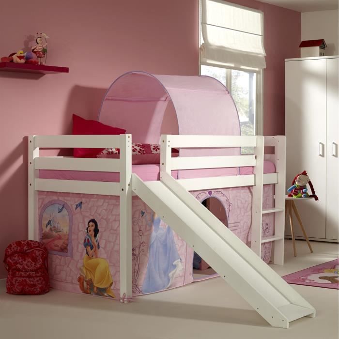 Lit surélevé avec toboggan et tente de jeu « Disney Princesse» Achat