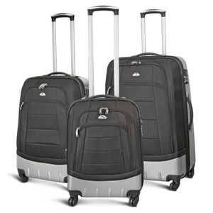 KINSTON Set de 3 Valises Semi Rigide ABS et Polyester 4 Roues 54-64-74 cm Noir