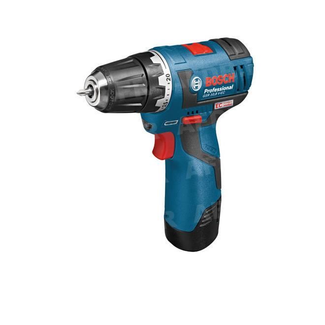 BOSCH Perceuse visseuse sans fil PSR 10,8 Li 2 + 2 batteries, en coffret