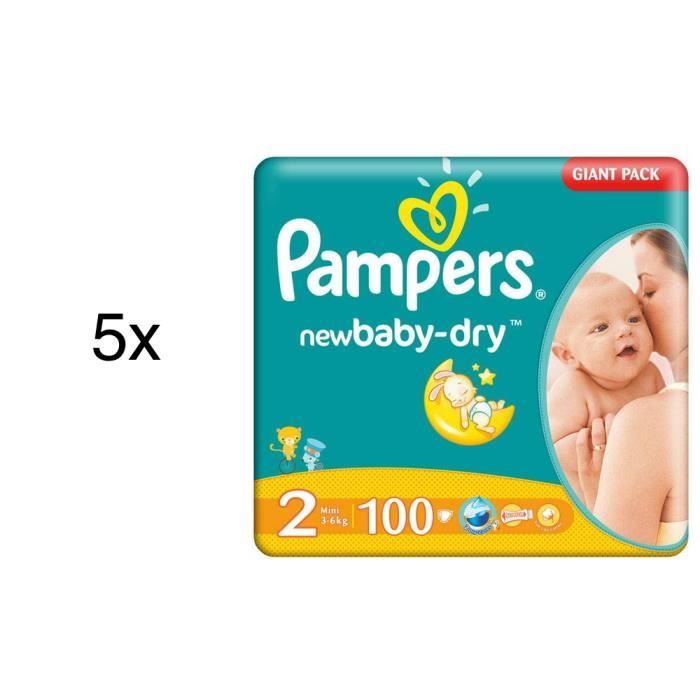 Pampers New Baby Dry, mini, taille 2 (3 6 kg), pack de 500 couches ( 5