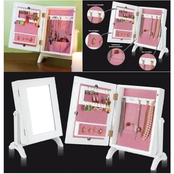 Mini-armoire range bijoux blanche et rose avec … - Achat ...