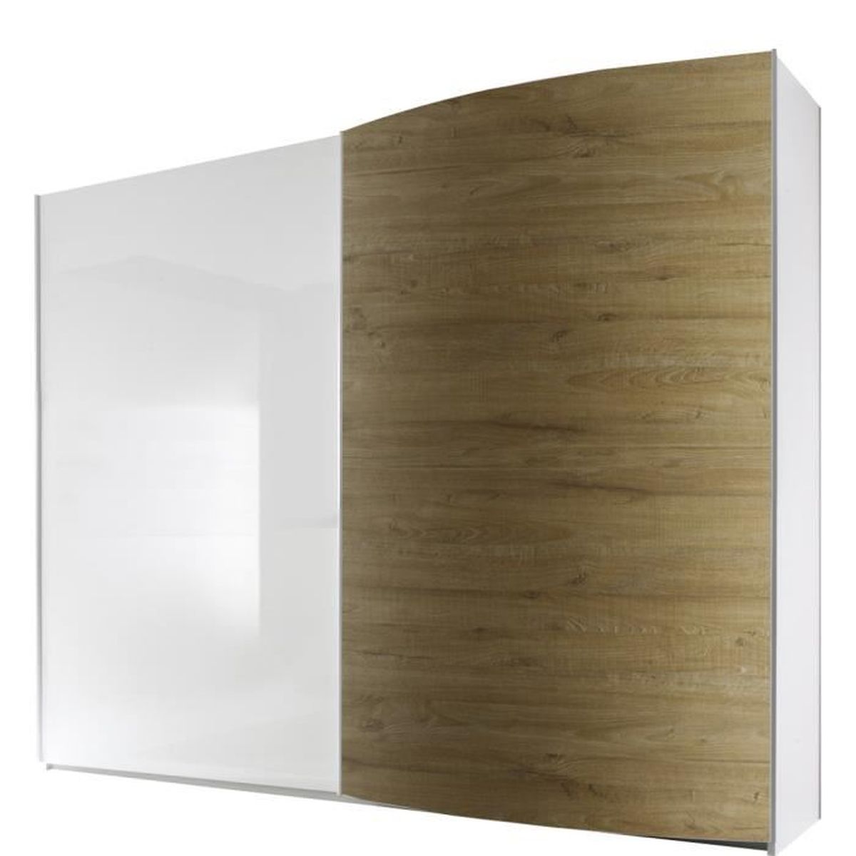 Armoire design blanche et bois 2 portes coulissantes 240x240 blanc ...
