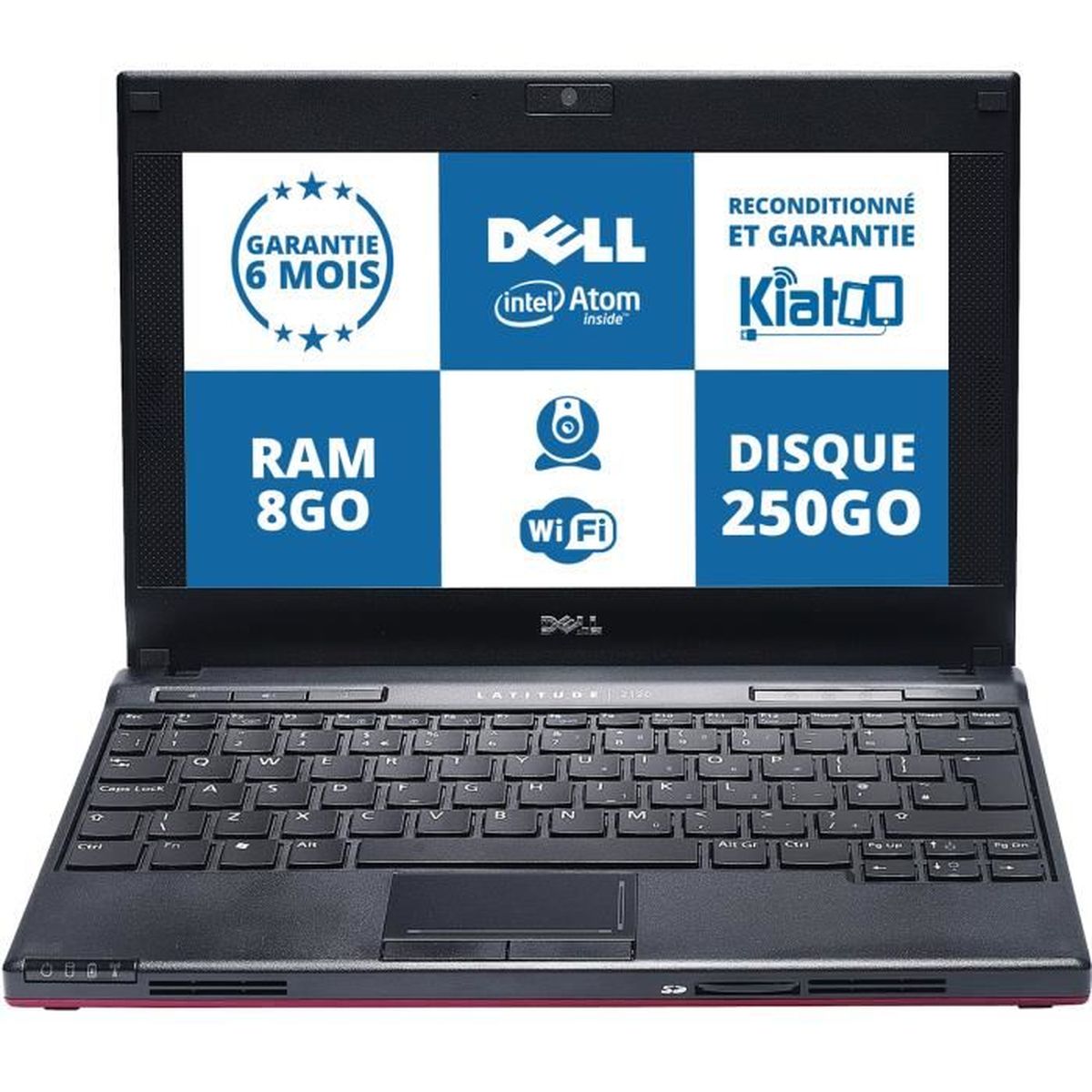 PC PORTABLE RECONDITIONNÉ DELL LATITUDE 2120 NETBOOK INTEL ATOM 8GO RAM 250GO DISQUE DUR ECRAN