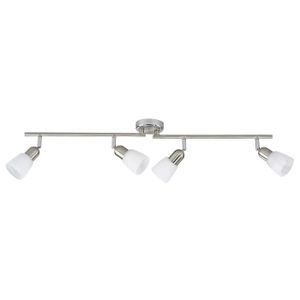 BRILLIANT Plafonnier barre ? 4 lumi?res Sofia hauteur 13 cm E14 40W acier, chrome et blanc