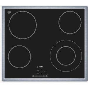 BOSCH PKF645B17E Table de cuisson Vitrocéramique - 4 foyers - 6600W - L57,5 x P50,5cm - Rev?tement verre - Noir