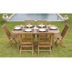  SALINA Salon en teck table 120-180cm + 6 chaises