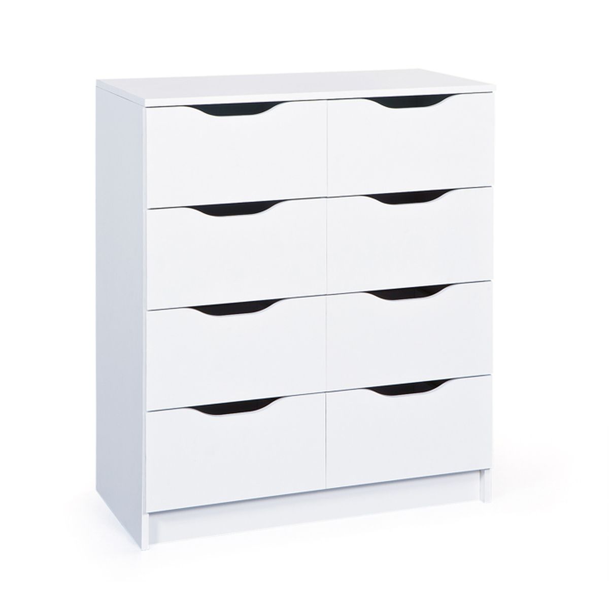 Commode 3 tiroirs coulissants encoches sur le tiroir coloris blanc ...