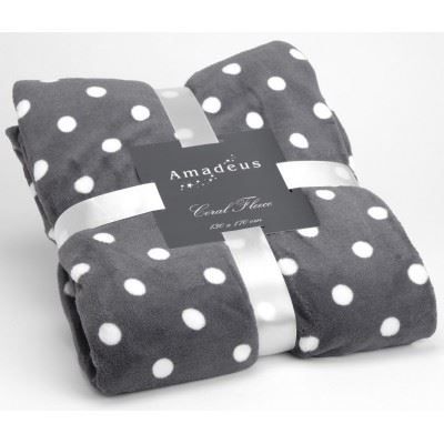 Plaid Amadeus à pois gris anthracite Ce plaid servira aussi bien à