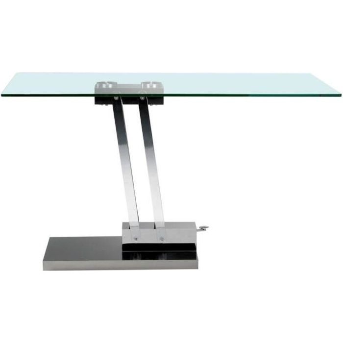 table basse relevable verre transparent