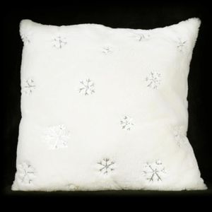 PAVILLON INTERIEUR Coussin Irina flocons 45x45 cm blanc, ivoire et argent