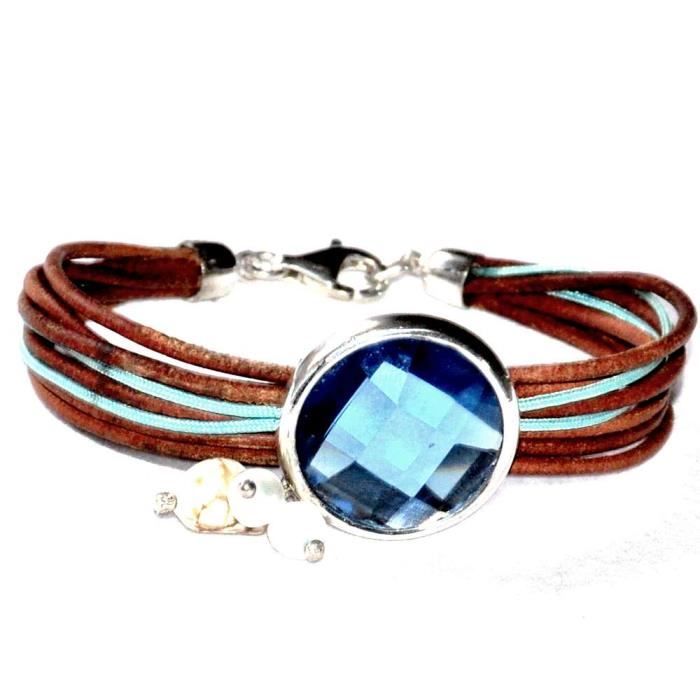bracelet gourmette bijou bracelet original arg Femme Adulte Bleu