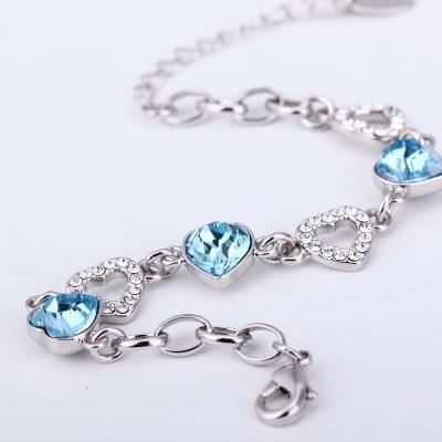 Bracelet Coeur Cristal Swarovski Elements Bleu Achat Vente