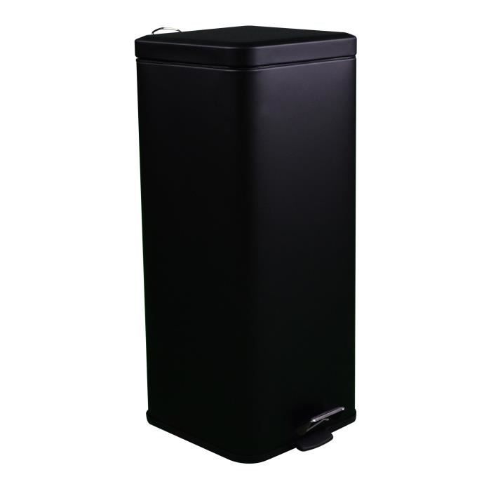 Poubelle carrée noire mat Achat / Vente poubelle corbeille Poubelle