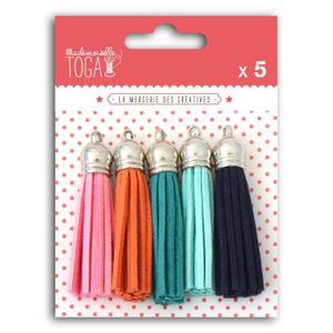 MLLE TOGA Lot de 5 pompons suédine 3,6 cm - printemps