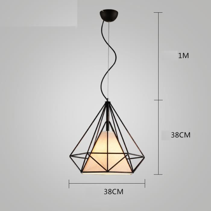 Retro creative lustre suspension métal Ã38cm forme de diamant ... Désign Lustres Blanc