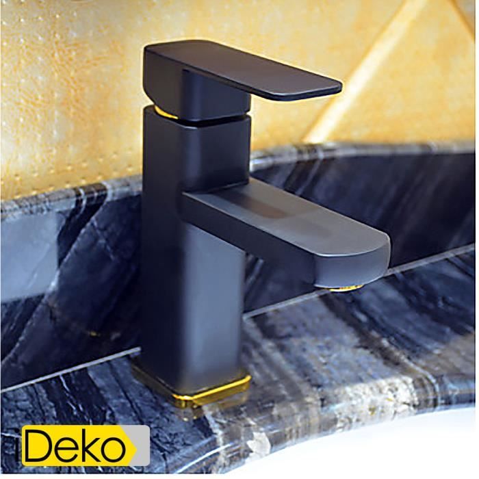 iDeko® Robinet Mitigeur lavabo peinture noire contemporaine un trou