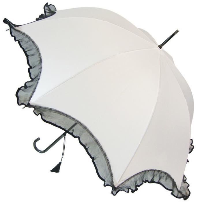 Parapluie Femme Blanc Bord Dentelle Automatiqu Blanc, Noir Achat