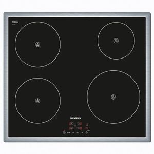 SIEMENS EH645BE18E Table de cuisson ? Induction - 4 zones - 4600W - L58,3 x P51,3cm - Rev?tement verre - Noir