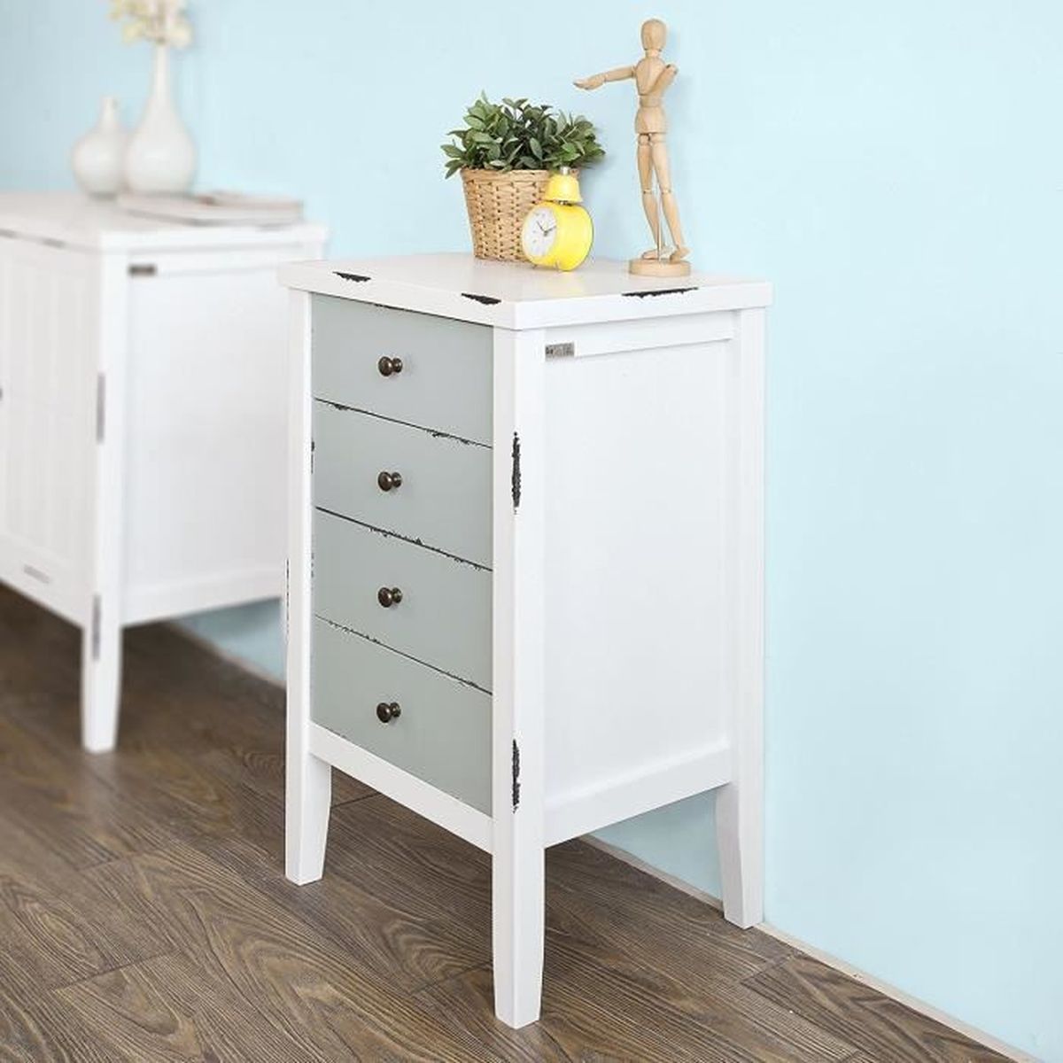 Petite commode table de chevet table de nuit 4 tiroirs style ...