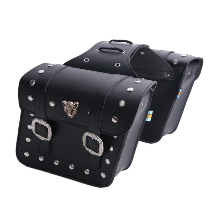 M&Catree Sacoche De Selle Moto Imperméable - 1 Paire, Cuir PU, 26x12x24cm - Universel Pour Toutes Motos