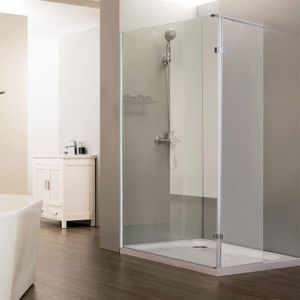 Paroi de douche italienne fixe 8 mm 120 cm avec retour pivotant 40 cm et barre de soutien horizontale