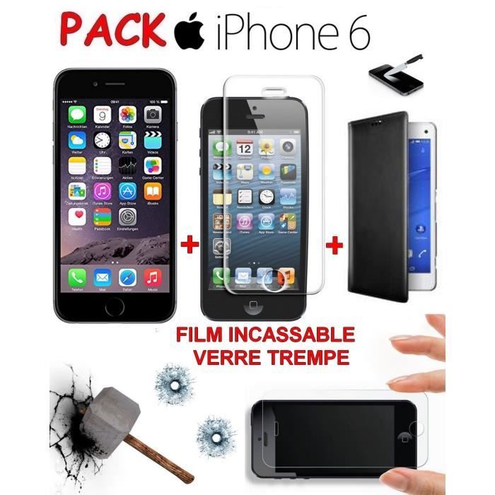 PACK INCASSABLE - APPLE IPHONE 6 GREY + FLIP COVER + FILM ...