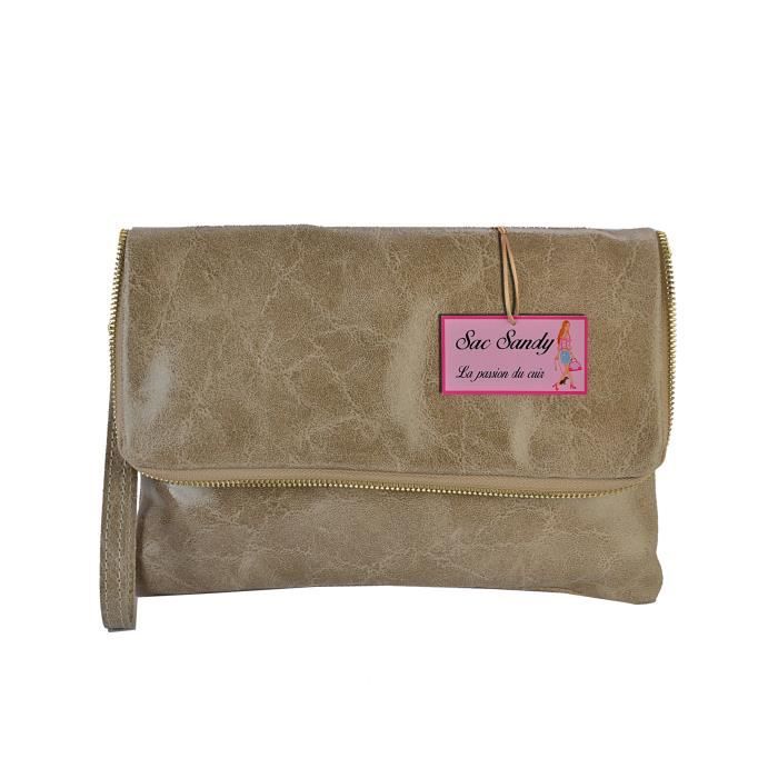 pochette en cuir v?�ritable beige femme mode soir?�e - Achat / Vente sac pochette femme cuir beige 