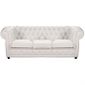 CANAPE Canapé CHESTERFIELD 3 Places En Cuir (Blanc)