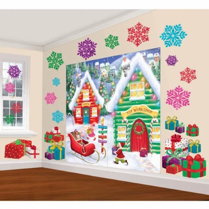 kit décoration murale scène de noel déco de fête murale, prix
