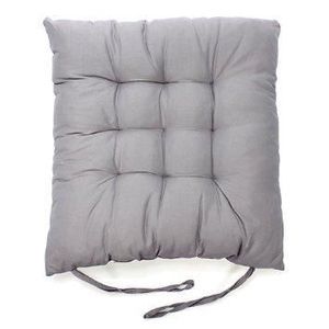 Galette de chaise rayée gris / bleu biais gris  Coussin de chaise pas cher