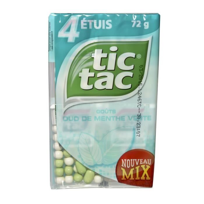 TIC TAC   Pastilles menthe Verte Chlorophylle   4 étuis   72 grammes