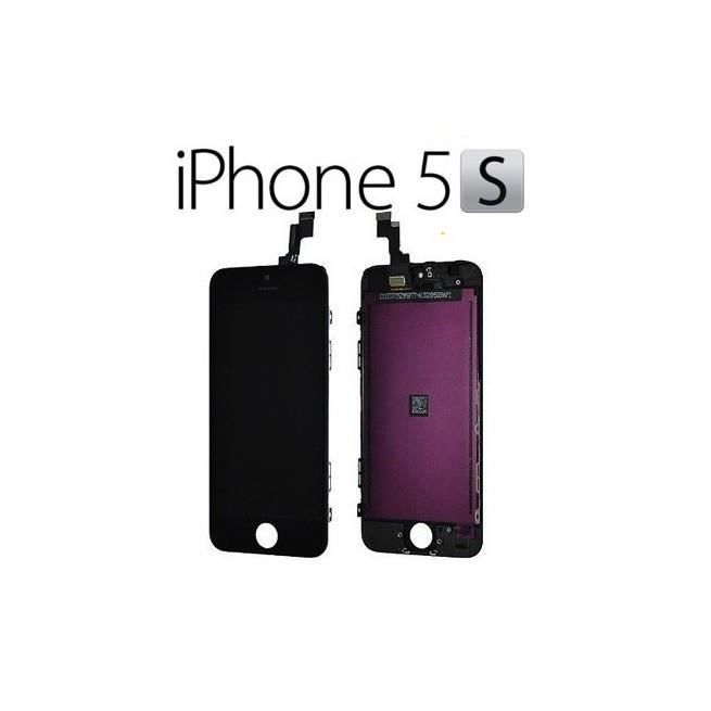 Ecran iPhone 5S noir composé d'une vitre tactile et d'un écran LCD