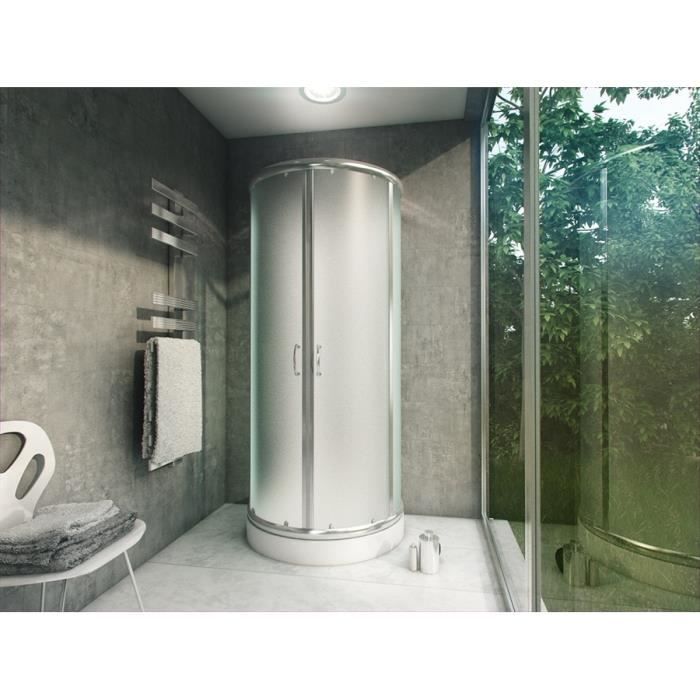 Cabine de douche ronde en verre givré avec porte c Achat / Vente
