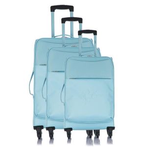 LES P'TITES BOMBES Set de 3 Valises Souple 4 Roues 50-60-69 cm ANA?S Blue