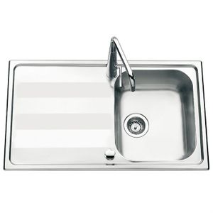 EWI Evier Menuet 1 bac + 1 égouttoir en Inox lisse