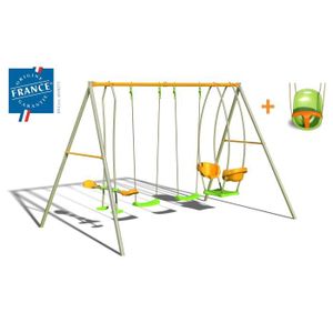 BALANCOIRE / PORTIQUE - AMCA Portique Métal 2,20 m équipé 4 agr?s + 1 gratuit (6 enfants)