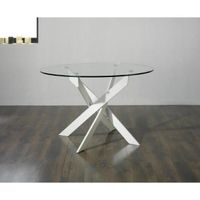 RUTH Table à manger ronde 120cm verre et blanc RUTH Table à manger ronde 120cm verre et blanc